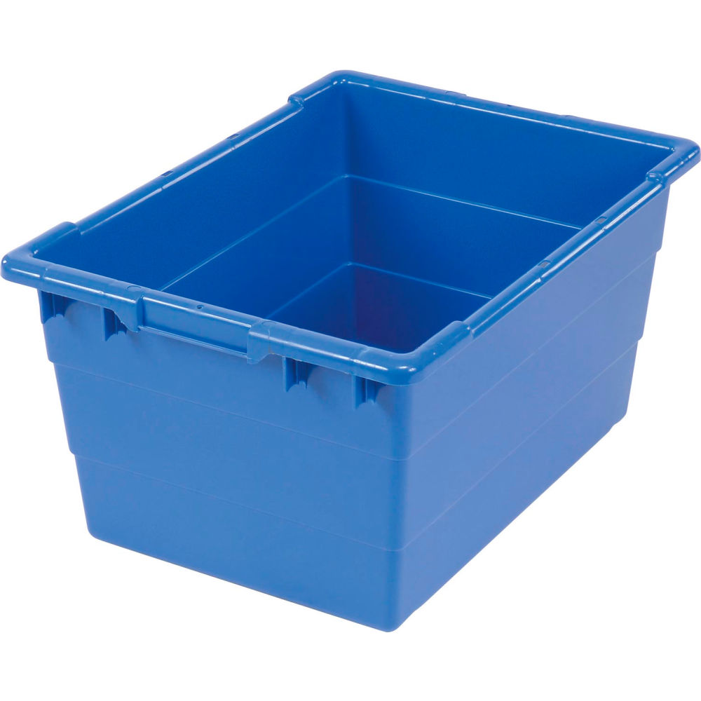Cross Stack & Nest Storage Container, 23-3/4 in L x 17-1/4 in W x 12 in H, Blue, Polypropylene