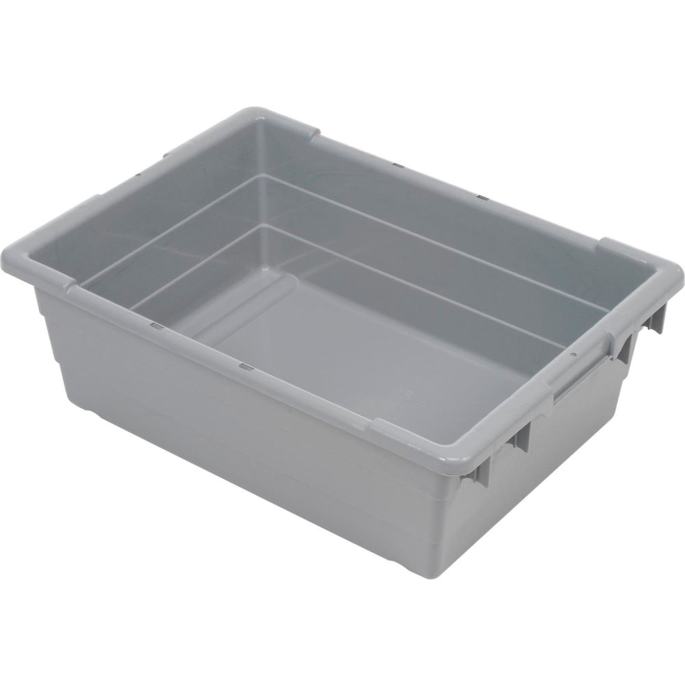 Cross Stack & Nest Storage Container, 23-3/4 in L x 17-1/4 in W x 8 in H, Gray, Polypropylene