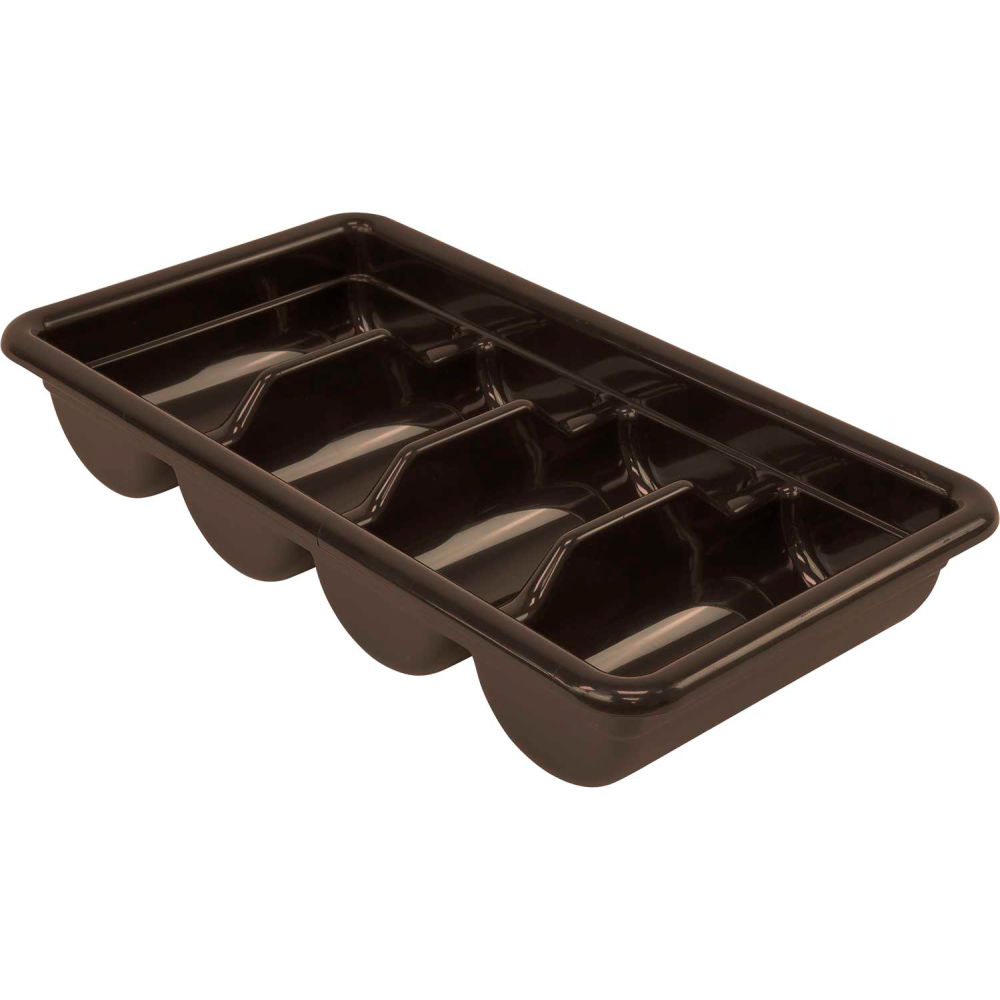 B2956026 Four Compartment Cutlery Box - 20.43 x 11.37 x 3.75 in. Polypropylene - Brown - Pack of 12