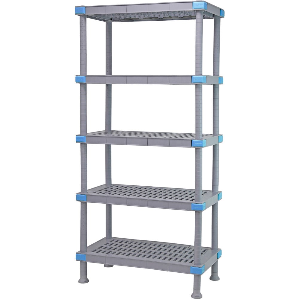 Quantum Food Service QP243050VS-5 30 NSF 5-Tier Heavy-Duty Plastic Shelving Unit - Millenia, 24W, 50H, Gray