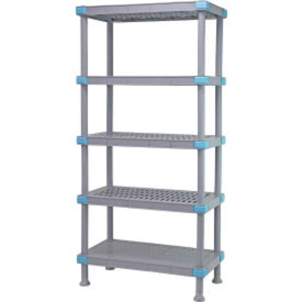 Quantum Food Service QP186074V4S1 60 NSF 5-Tier Heavy-Duty Plastic Shelving Unit - Millenia, 18W, 74H, Gray