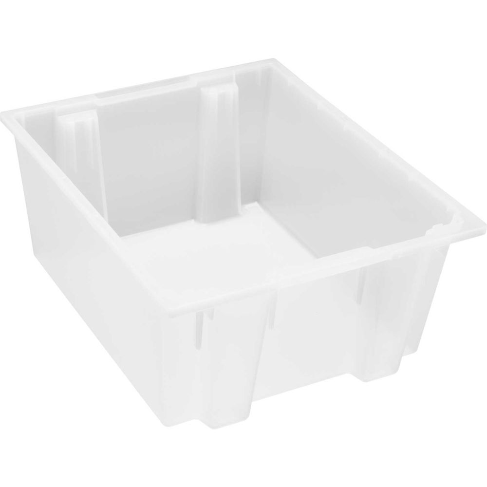Stack & Nest Storage Container, 15 gal, 23-1/2 in L x 19-1/2 in W x 10 in H, Clear, Polypropylene
