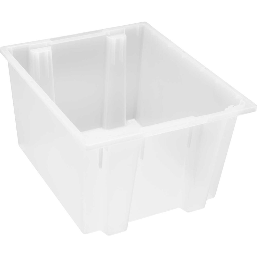 Stack & Nest Storage Container, 19.4 gal, 23-1/2 in L x 19-1/2 in W x 13 in H, Clear, Polypropylene