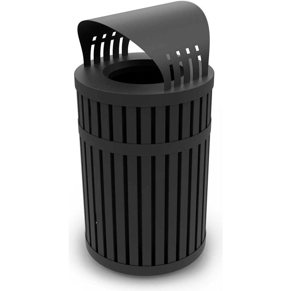 B2330452 Parkview Trash Can with Canopy Top - 45 gal, Black