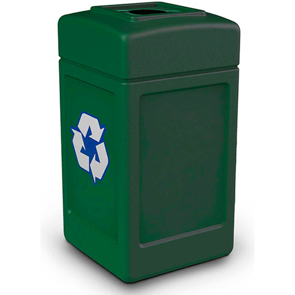 B2383861 PolyTec Recycling Can with Square Open Top - 42 gal, Forest Green