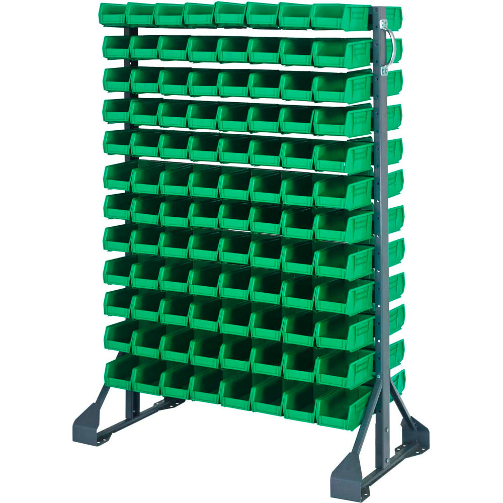 B1398843 QRU-12D-220-192 Double Sided 12 Rail Unit with 192 QUS220 Ultra Stack & Hang Bins - Green