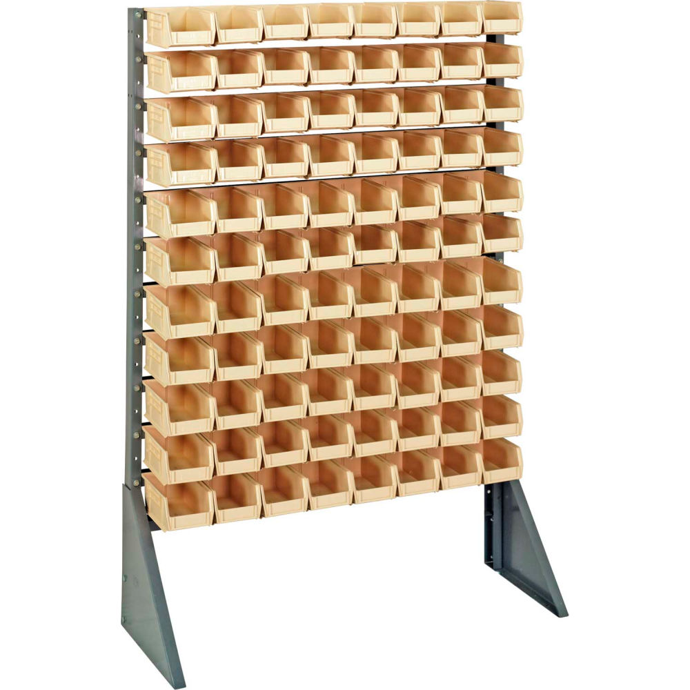 B1398863 QRU-12S-220-96 Single Sided 12 Rail Unit with 96 QUS220 Ultra Stack & Hang Bins - Ivory