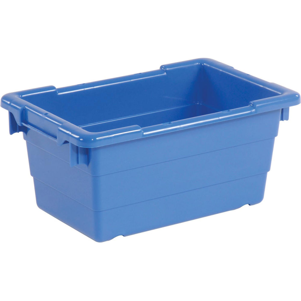 Cross Stack & Nest Storage Container, 17-1/4 in L x 11 in W x 8 in H, Blue, Polypropylene