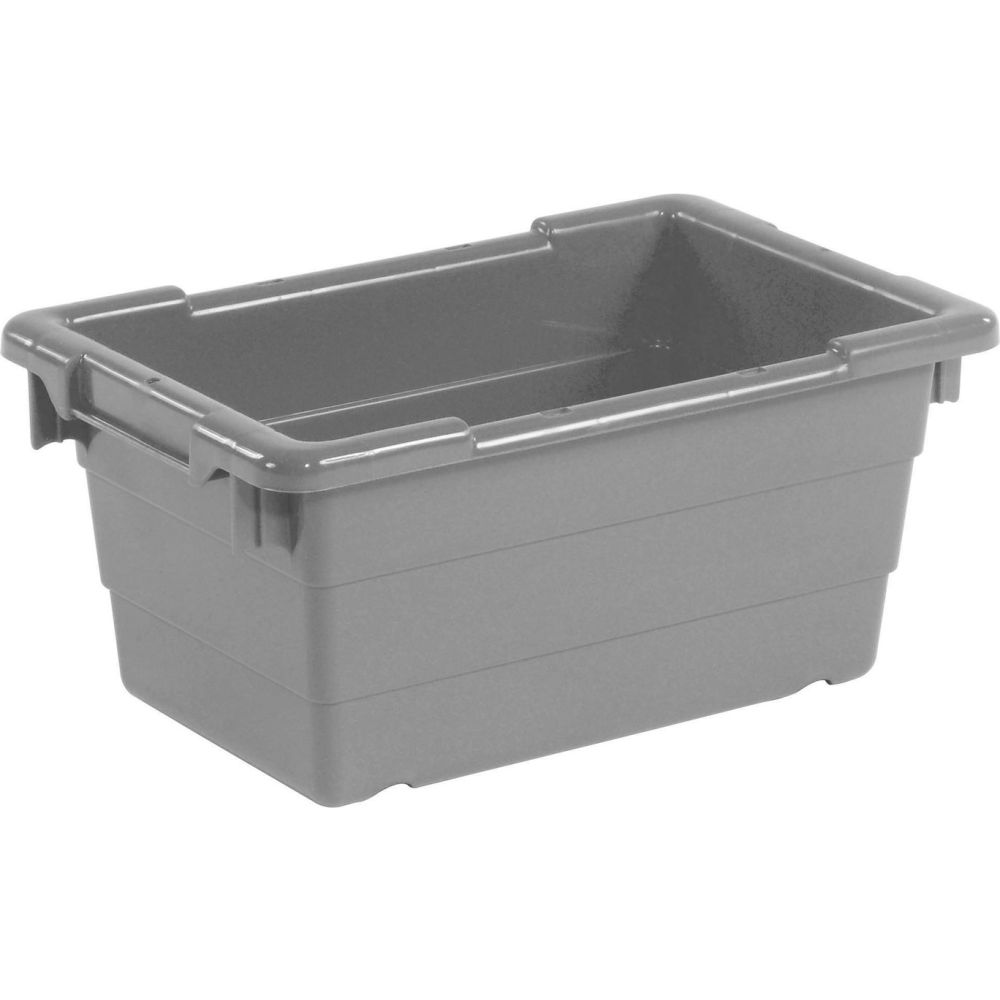 Cross Stack & Nest Storage Container, 17-1/4 in L x 11 in W x 8 in H, Gray, Polypropylene