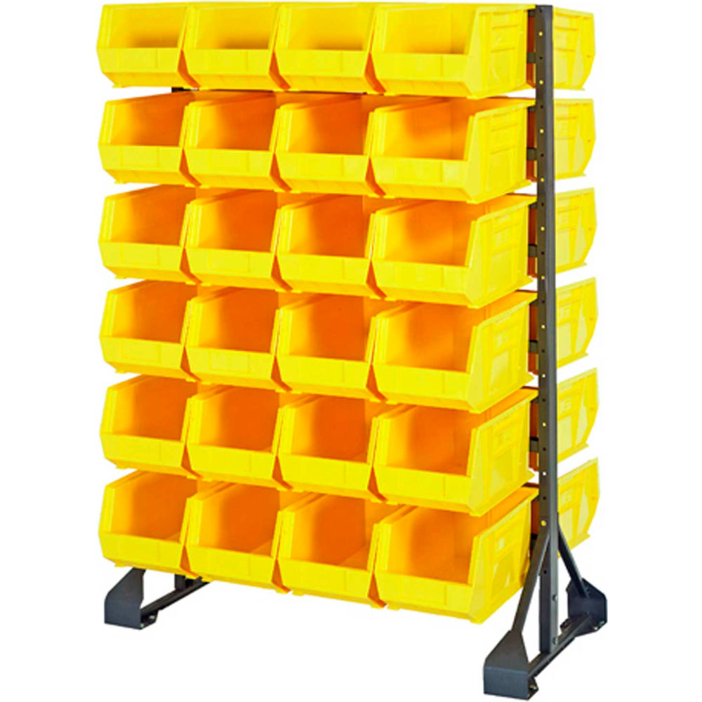 B1398764 QRU-12D-240-48 Double Sided 12 Rail Unit with 48 QUS240 Ultra Stack & Hang Bins - Yellow