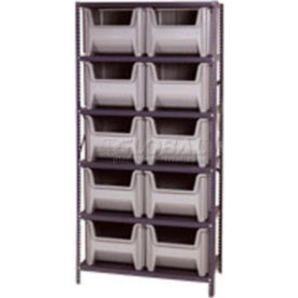 652736GY QSBU-800 Shelving with 10 Giant Hopper Bins, Gray - 36 x 18 x 75 in.