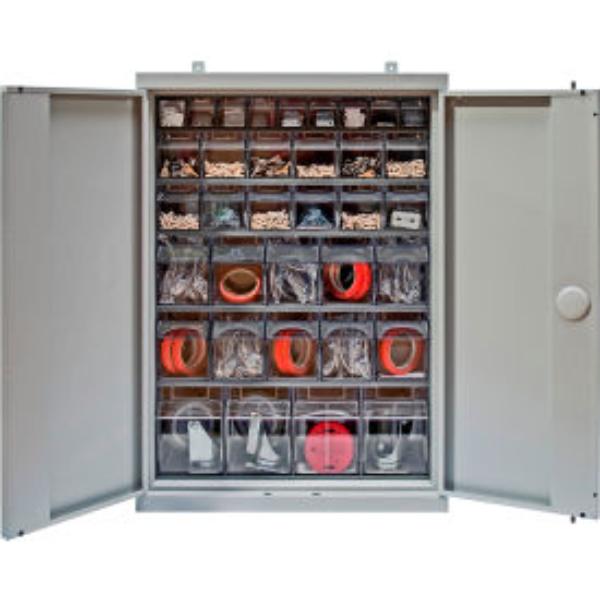 Tip Out Bin Cabinet - Gray - 26.25 x 10 x 36.5 in. - 35 Clear Cups