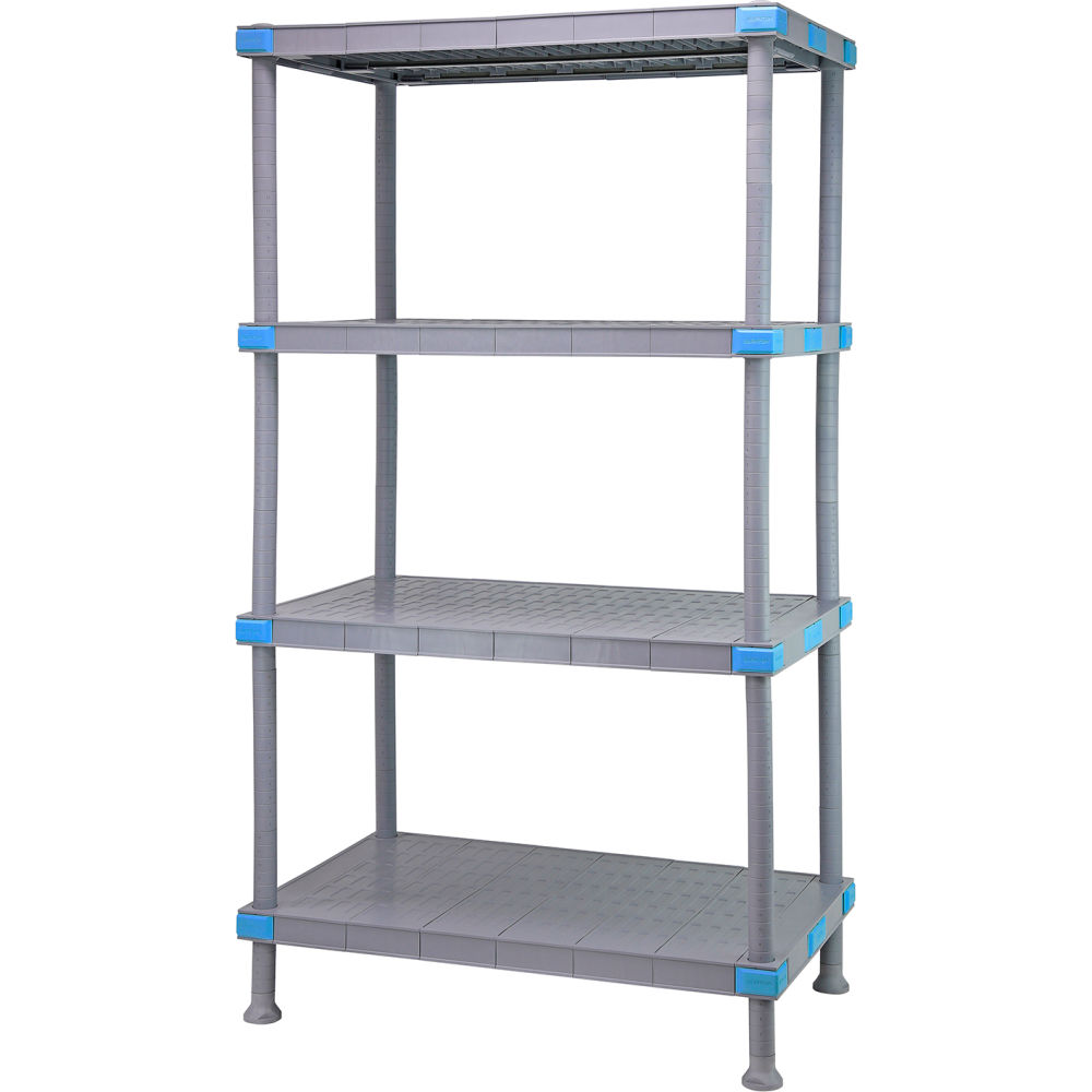 Quantum Food Service QP186062SS-4 60 NSF 4-Tier Heavy-Duty Plastic Shelving Unit - Millenia, 18W, 62H, Gray