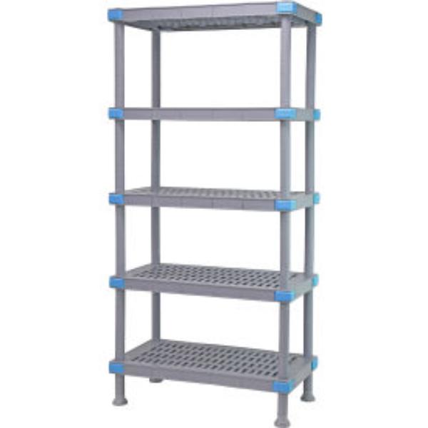 Quantum Food Service QP186074VS-5 60 NSF 5-Tier Heavy-Duty Plastic Shelving Unit - Millenia, 18W, 74H, Gray
