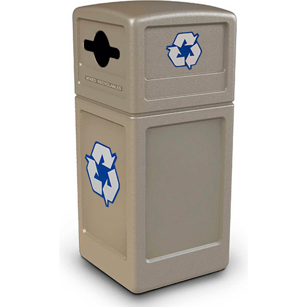 B2383784 PolyTec Recycling Can with Dome Lid - 42 gal, Beige