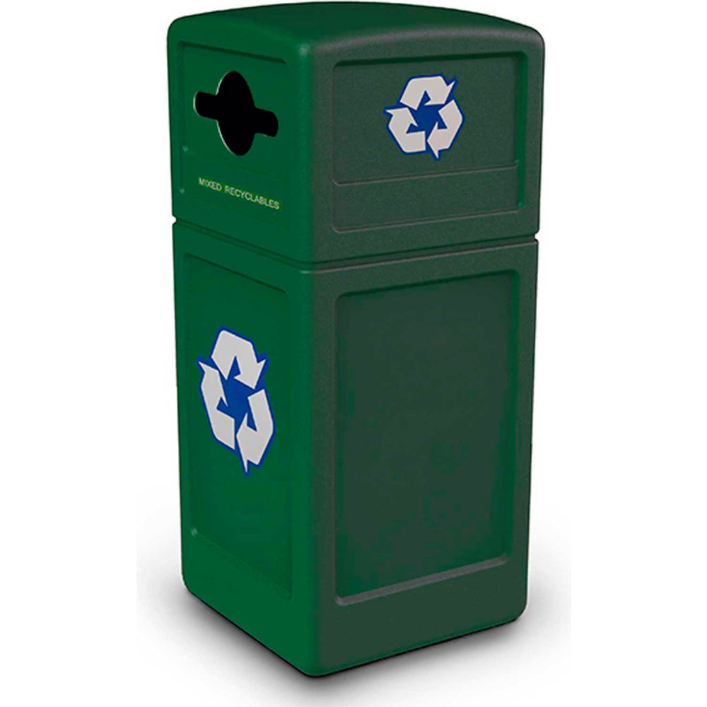 B2383788 PolyTec Recycling Can with Dome Lid - 42 gal, Forest Green