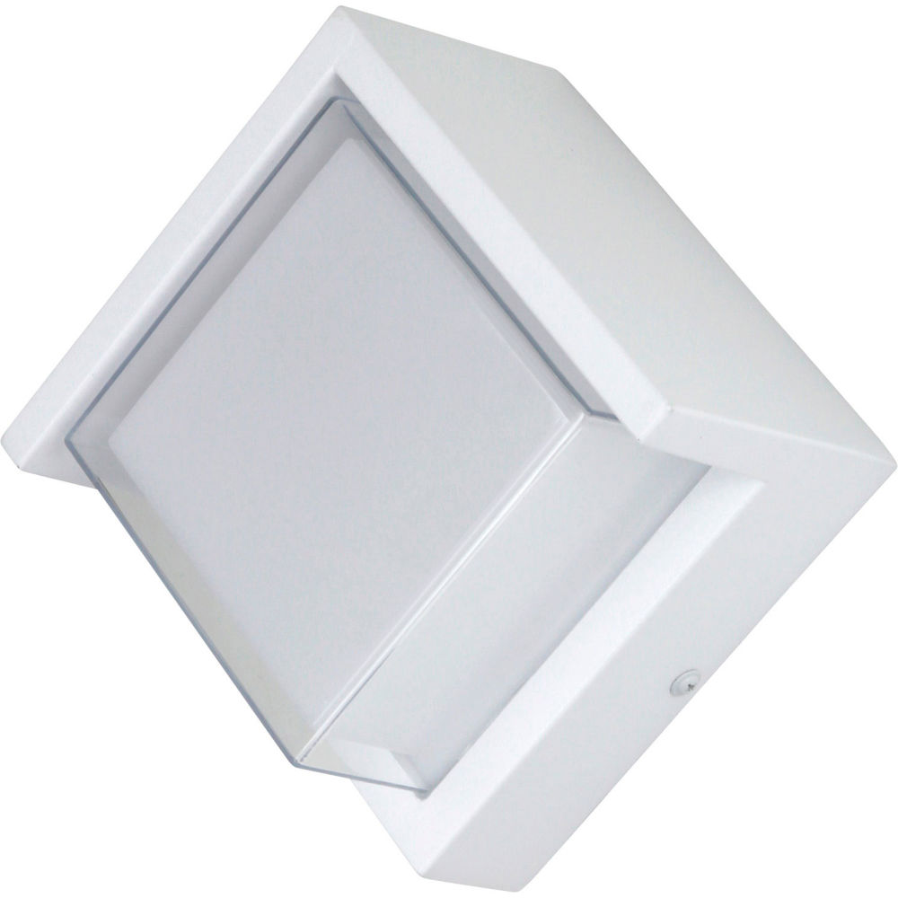LED White Square Modern Outdoor Light Fixture with Canopy, 12W Color Selectable 30K/40K/50K