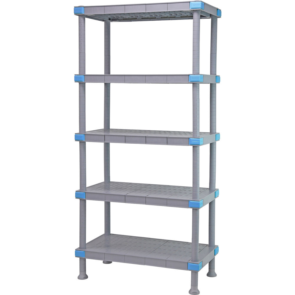 Quantum Food Service QP214874SS-5 48 NSF 5-Tier Heavy-Duty Plastic Shelving Unit - Millenia, 21W, 74H, Gray