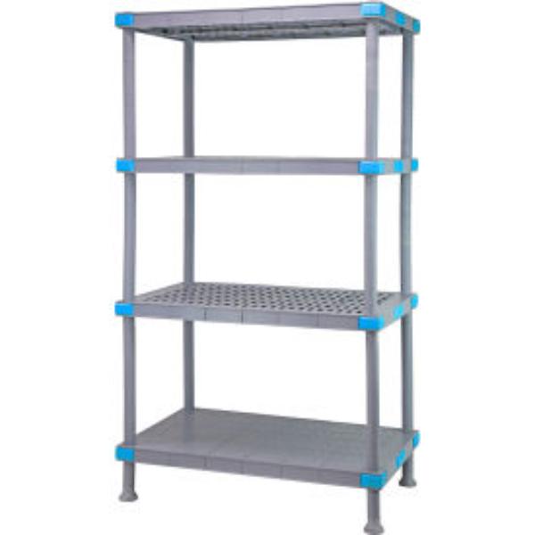 Quantum Food Service QP186086V3S1 60 NSF 4-Tier Heavy-Duty Plastic Shelving Unit - Millenia, 18W, 86H, Gray