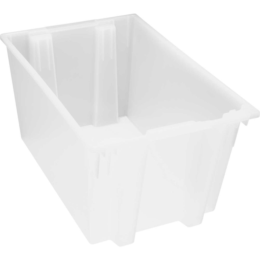 Stack & Nest Storage Container, 27.7 gal, 29-1/2 in L x 19-1/2 in W x 15 in H, Clear, Polypropylene