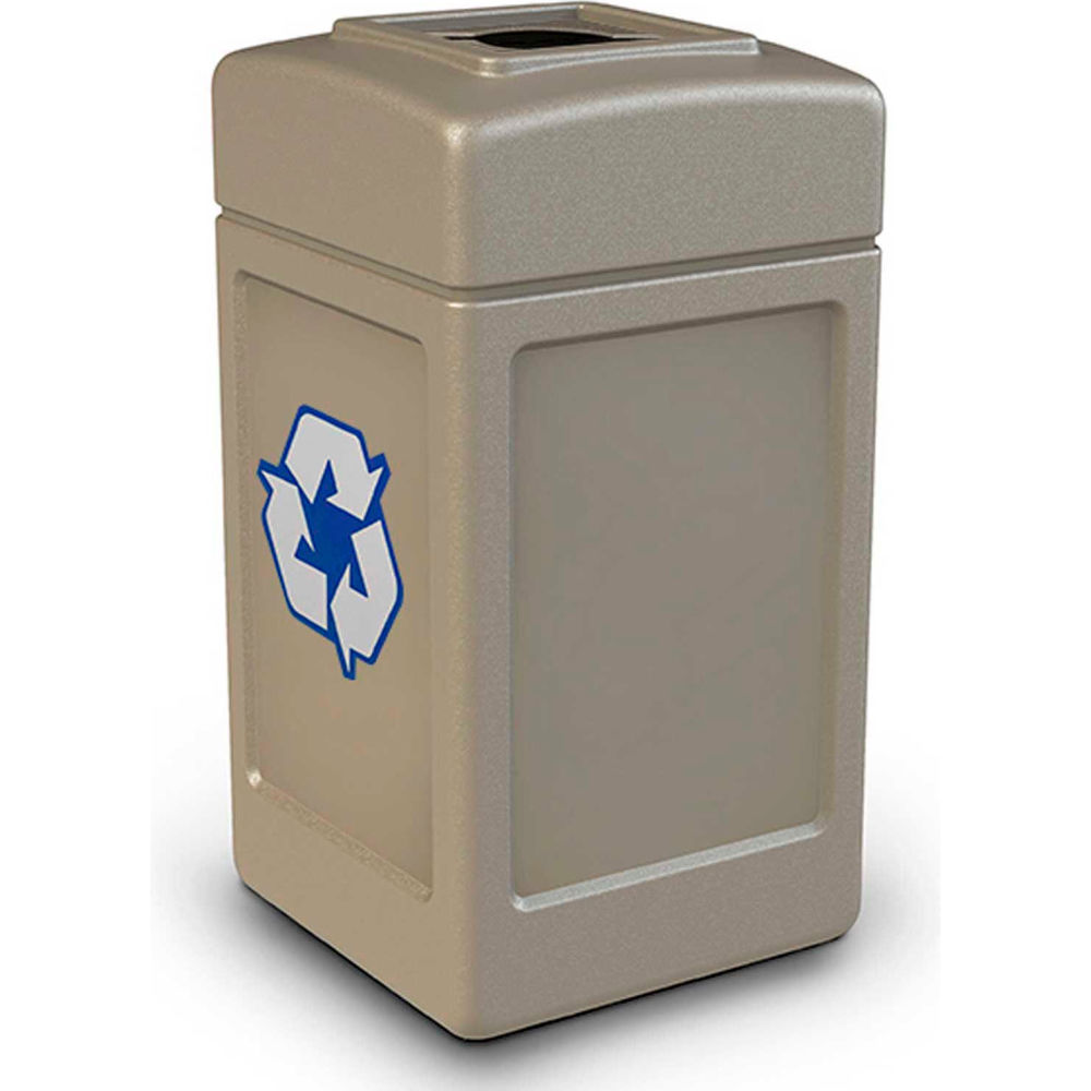 B2383838 PolyTec Recycling Can with Open Top - 42 gal, Beige