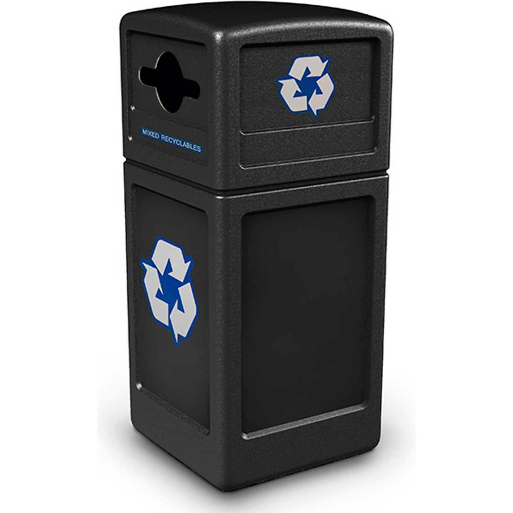 B2383807 PolyTec Recycling Can with Dome Lid - 42 gal, Black