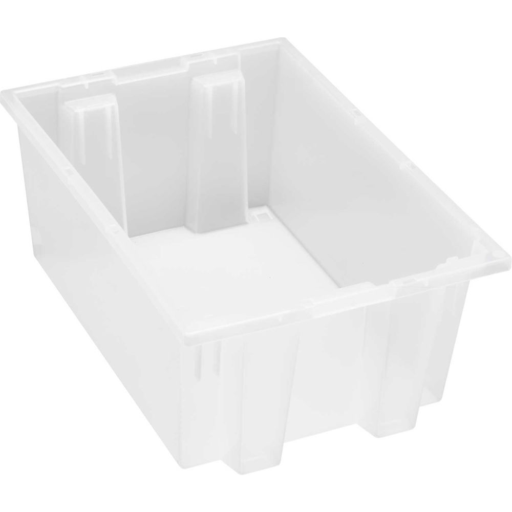 Stack & Nest Storage Container, 6 gal, 19-1/2 in L x 13-1/2 in W x 8 in H, Clear, Polypropylene