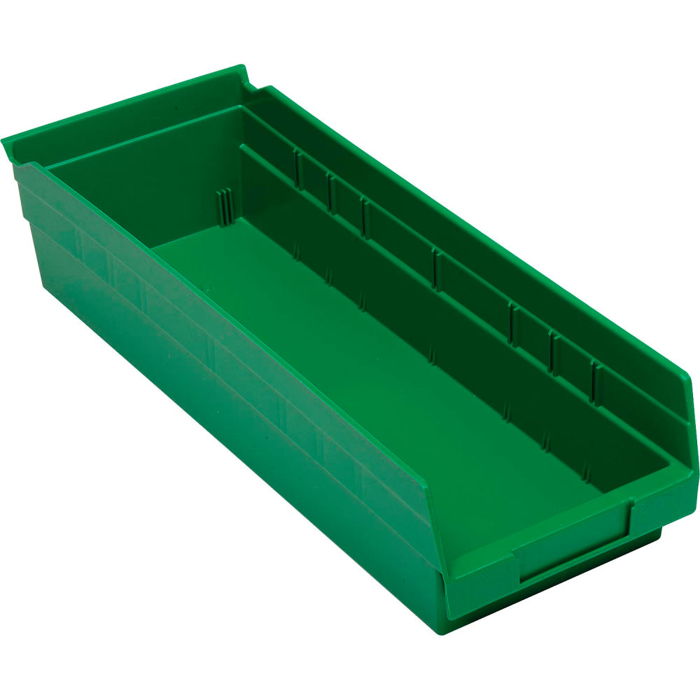 Global Industrial 184840GN 6.63 x 17.88 x 4 in. Plastic Nesting Storage Shelf Bin, Green - Case of 12