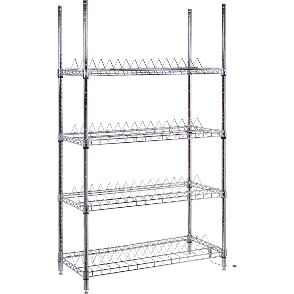 B3079672 4 Shelf Chrome 60 Reel Wire Shelving Unit Starter - 36 x 18 x 63 in.