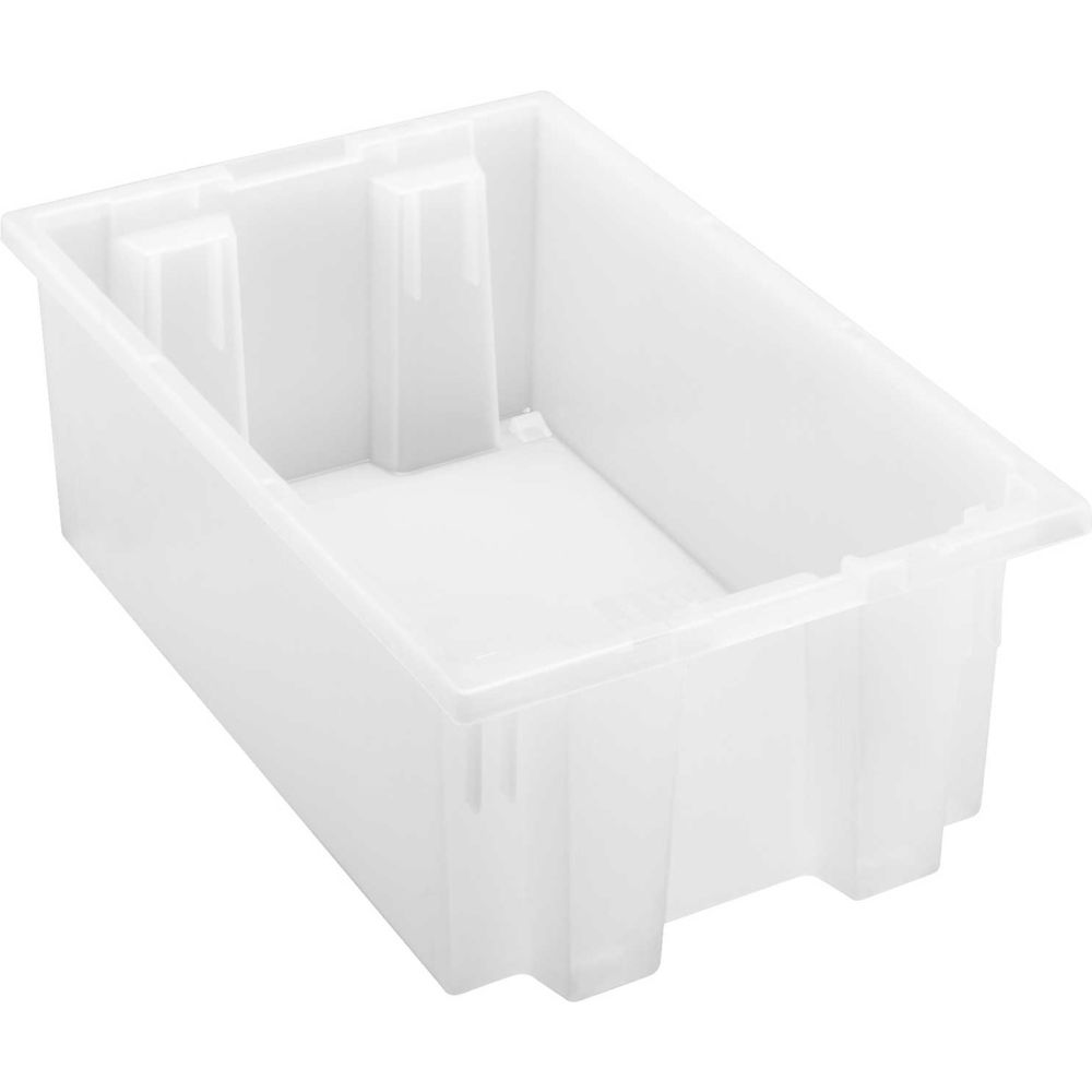 Stack & Nest Storage Container, 3.7 gal, 18 in L x 11 in W x 6 in H, Clear, Polypropylene