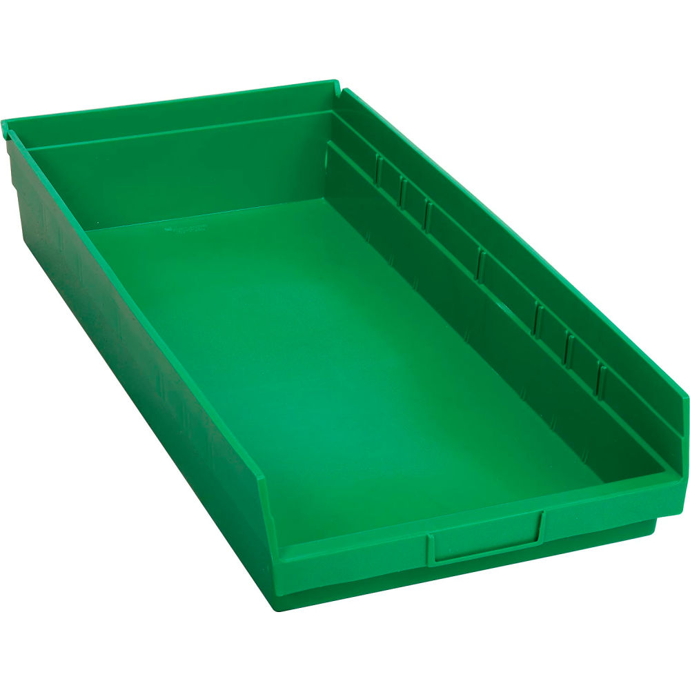 Global Industrial 184825GN 11.13 x 23.63 x 4 in. Plastic Nesting Storage Shelf Bin, Green - Case of 6