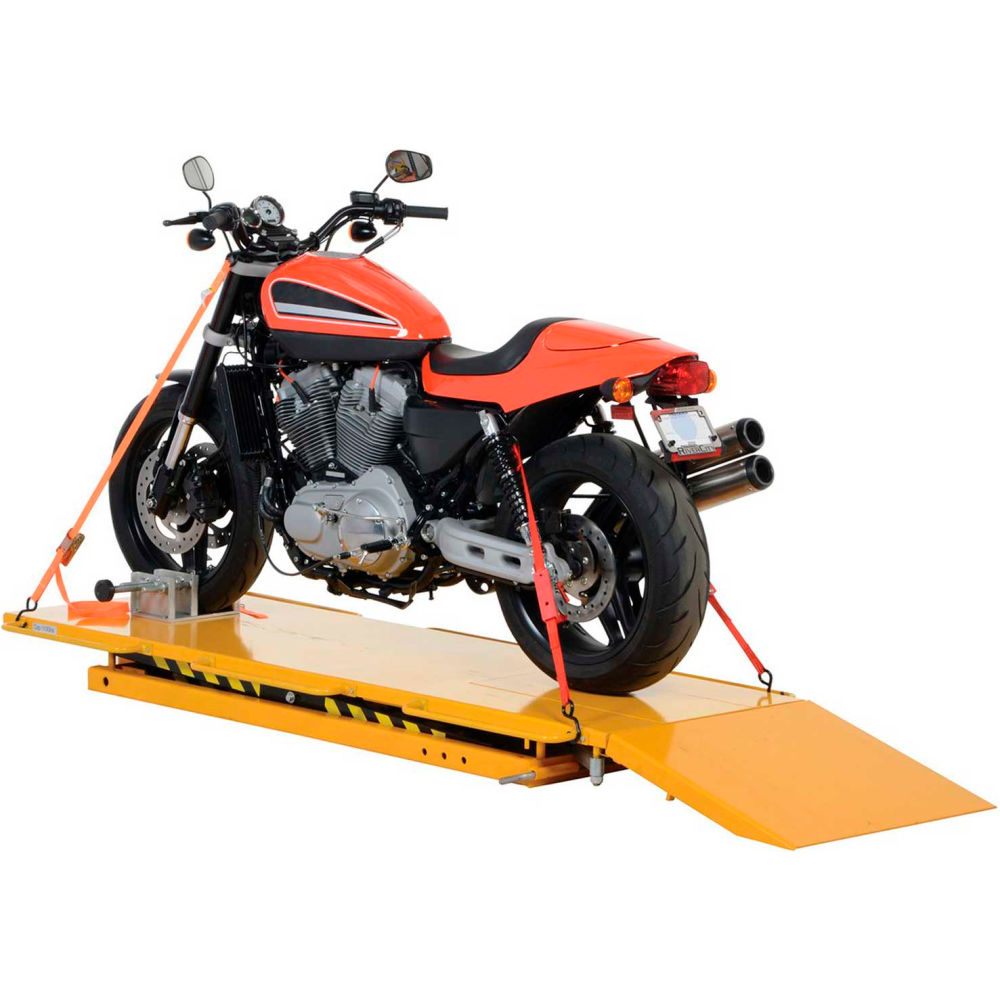 Picture of Vestil Manufacturing B184068 Hydraulic Motorcycle Lift Table Tire Cradle & Ramp MOTO-LIFT-1100 - 1100 lbs Capacity