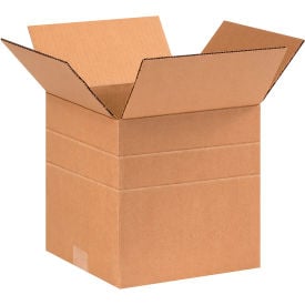 Global Industrial BP3442 Multi Depth Cardboard Corrugated Boxes - 9 x 9 x 9 in., Kraft - Pack of 25
