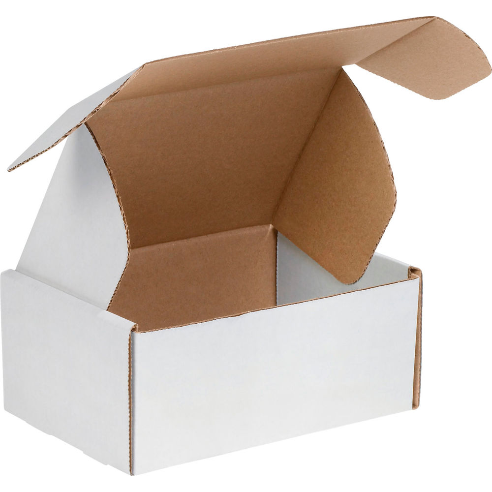 Global Industrial BP3692 Corrugated Tab Lock Literature Mailers - 9 x 6.25 x 2 in., White - Pack of 50