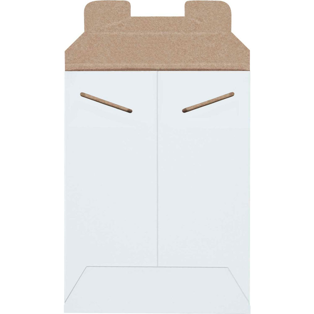 Stayflats Tab Lock Mailers - White - 6 x 8 in. - Pack of 100 - Lightweight Chipboard