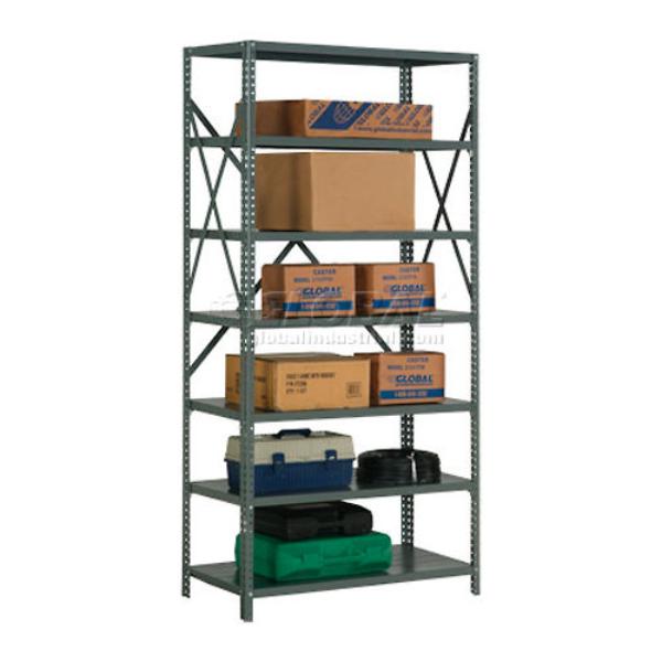 Global Industrial SO3624720 7 Shelf 20 Gauge Open Steel Shelving Unit - 36 x 24 x 73 in., Gray