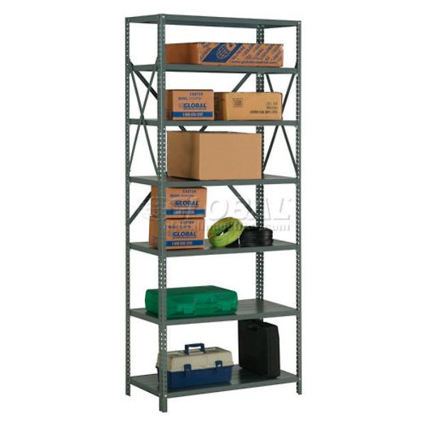 Global Industrial SO4812728 7 Shelf 20 Gauge Open Steel Shelving Unit - 48 x 12 x 85 in., Gray