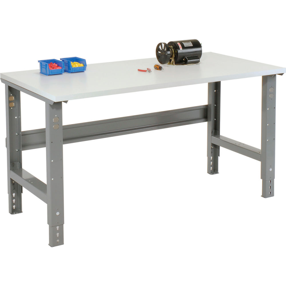 Global Industrial ET4830QA 48x30 Adjustable Height Workbench C-Channel Leg - ESD Square Edge - Gray