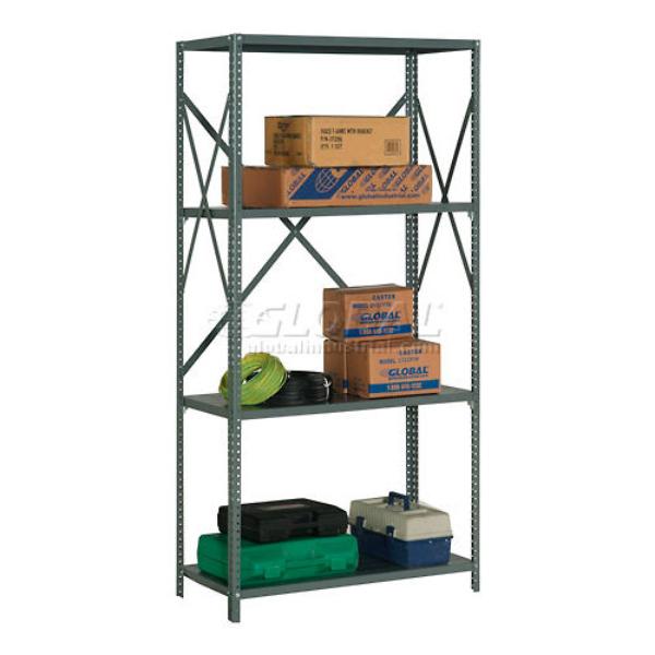 Global Industrial SO3624420 4 Shelf 20 Gauge Open Steel Shelving Unit - 36 x 24 x 73 in., Gray
