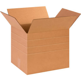 Global Industrial BP3392 Multi Depth Cardboard Corrugated Boxes - 14 x 12 x 12 in., Kraft - Pack of 25