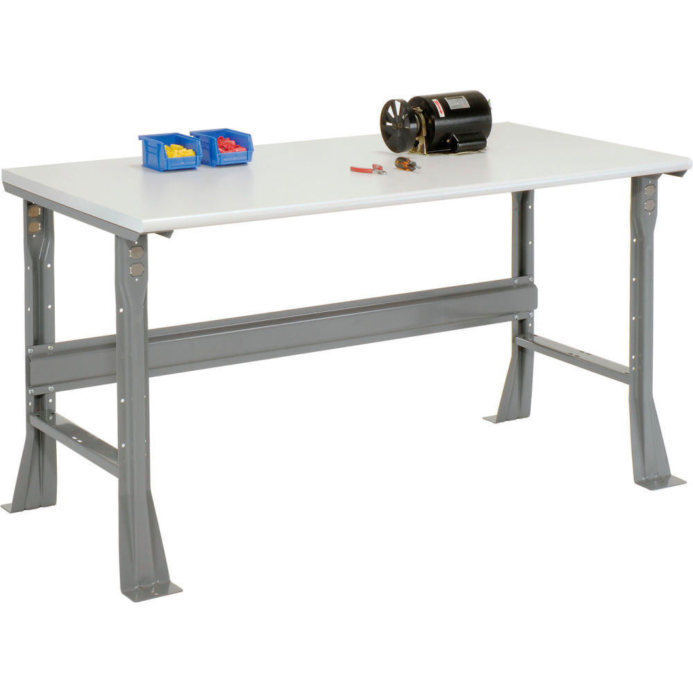 Global Industrial ET7230SF Flared Leg Workbench with ESD Safety Edge Top - 72 x 30 in. - Gray