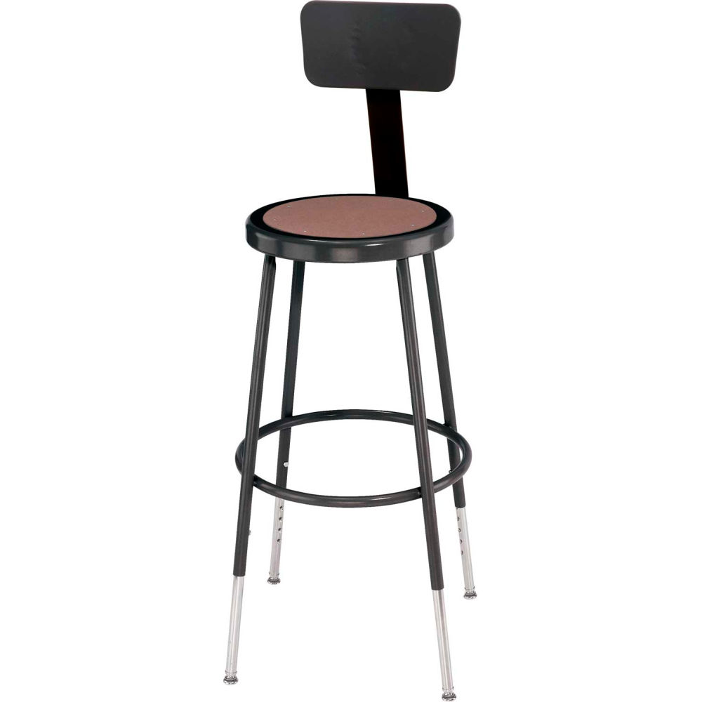 Picture of Global Industrial B1574493 Interion Steel Shop Stool with Backrest & Hardboard Seat - Adjustable Height 25 in. -33 in. - Black - Pack of 2