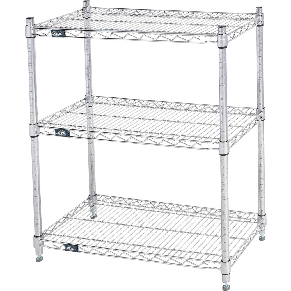 Global Industrial 14303C3 Nexel3 Shelf Chrome Wire Shelving Unit - Starter - 30 x 14 x 34 in.