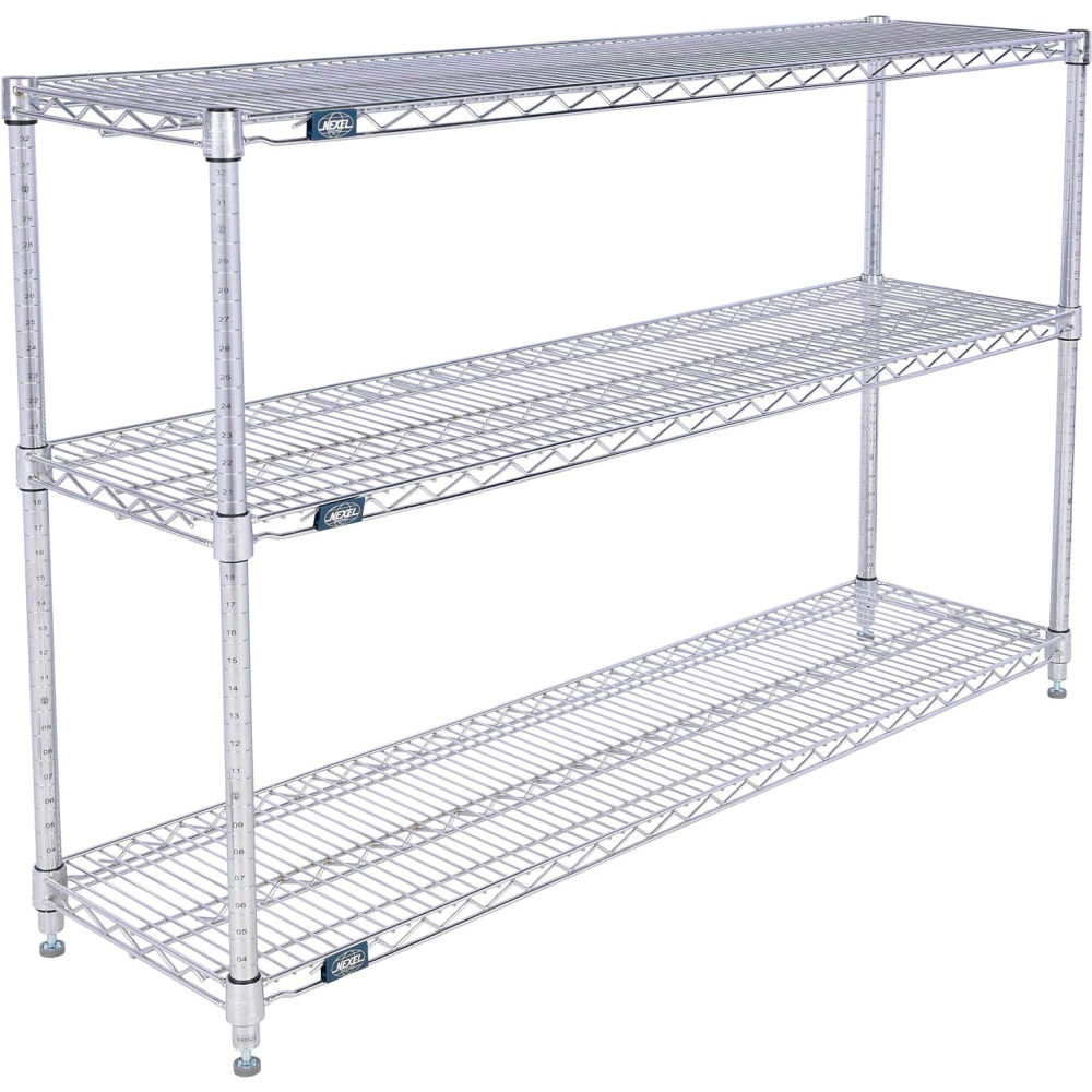Global Industrial 14543C3 Nexel3 Shelf Chrome Wire Shelving Unit - Starter - 54 x 14 x 34 in.