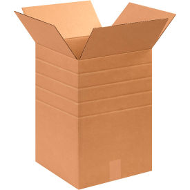 Global Industrial BP3383 Multi Depth Cardboard Corrugated Boxes - 12 x 12 x 18 in., Kraft - Pack of 25