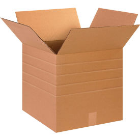 Global Industrial BP3400 Multi Depth Cardboard Corrugated Boxes - 15 x 15 x 15 in., Kraft - Pack of 25
