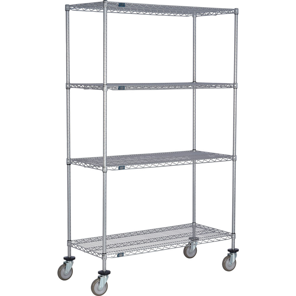 Global Industrial C24367PEP4 Nexel 4 Shelf Truck - Nexelate Polyurethane Swivel Casters - 36 x 24 x 80 in.