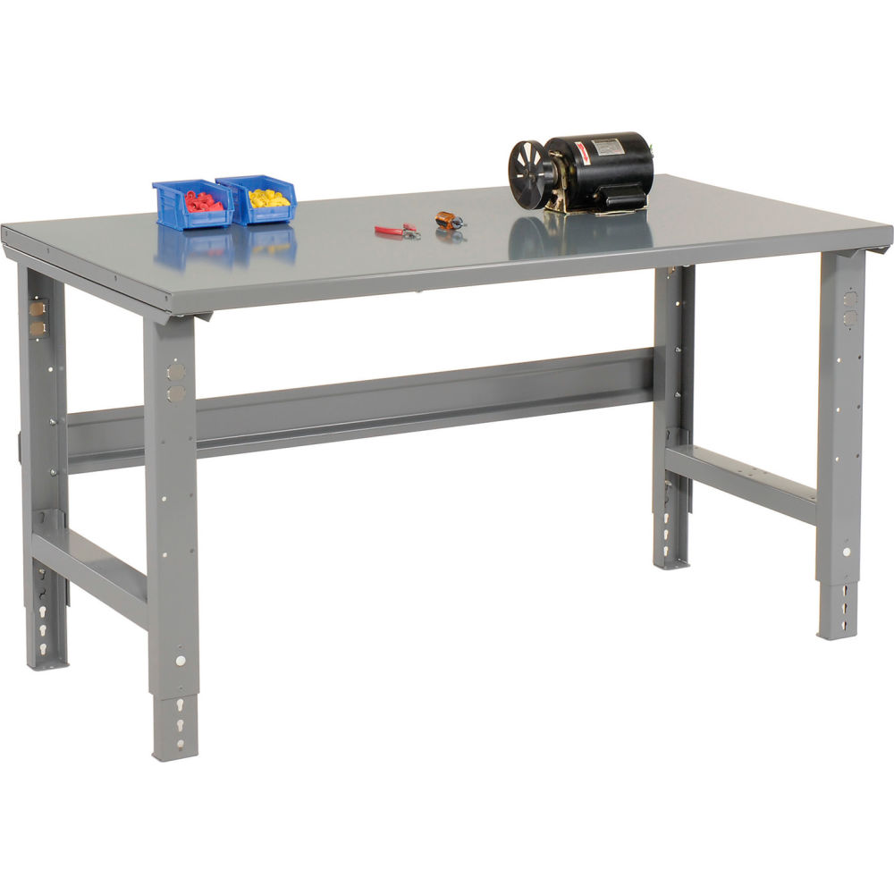 Global Industrial ST7236A Adjustable Height Workbench 72 x 36 in. Steel Square Edge - Gray