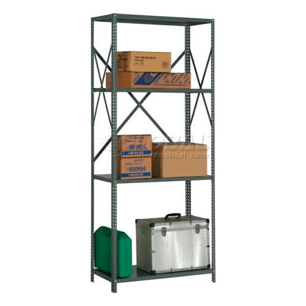 Global Industrial SO3618428 4 Shelf 20 Gauge Open Steel Shelving Unit - 36 x 18 x 85 in., Gray