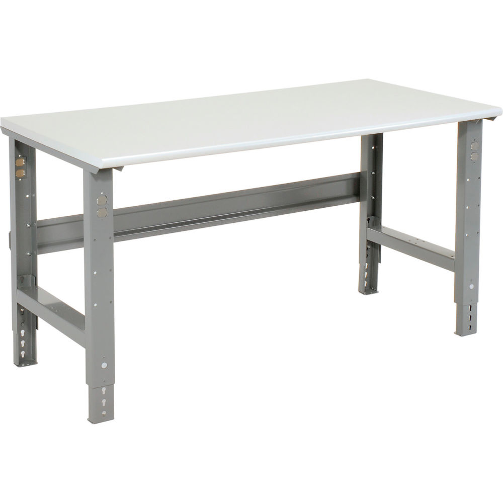 Global Industrial ET6030SA 60 x 30 in. Adjustable Height Workbench C-Channel Leg - ESD Safety Edge - Gray